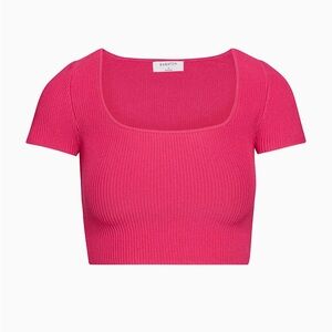 Aritzia Babaton Ribbed Crop Top in pink